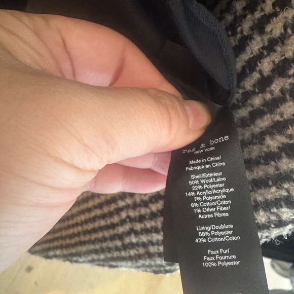 rag & bone Mina Oversized Houndstooth Coat (No Faux Fur Collar) – Size L - Picture 5 of 6